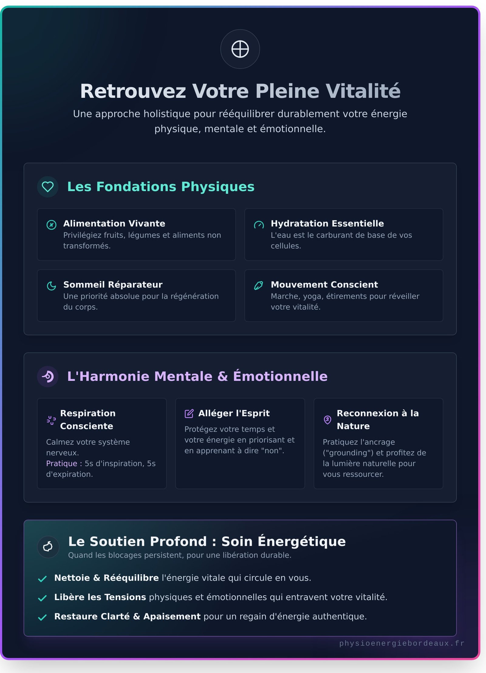 Comment augmenter son énergie vitale : 9 clés pour le corps et l&rsquo;esprit - Infographic